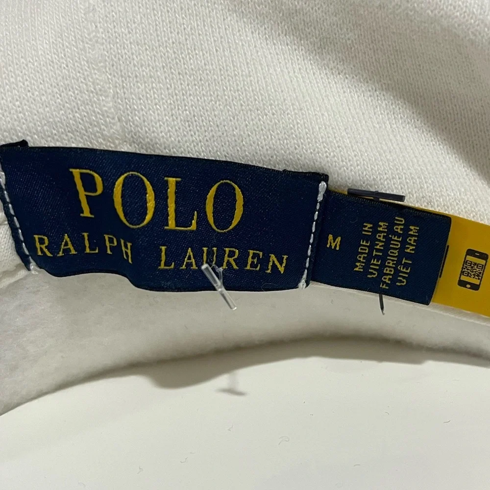 Polo Ralph Lauren Off White Plaid Letterman Hoodie Size Medium - Picture 5 of 5